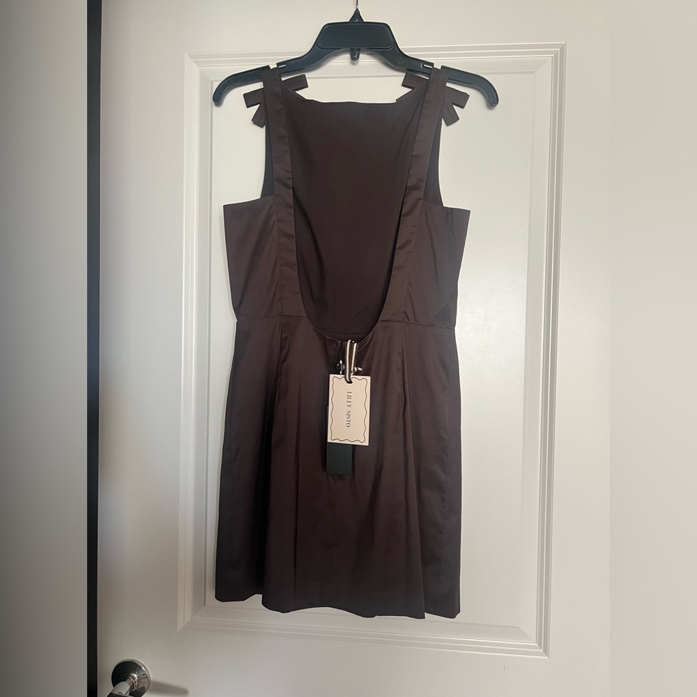 NWT Gianni Bini x Lilly Sisto Blakely Taffeta Boat Neck Bow Detail Mini Dress - Picture 6 of 8
